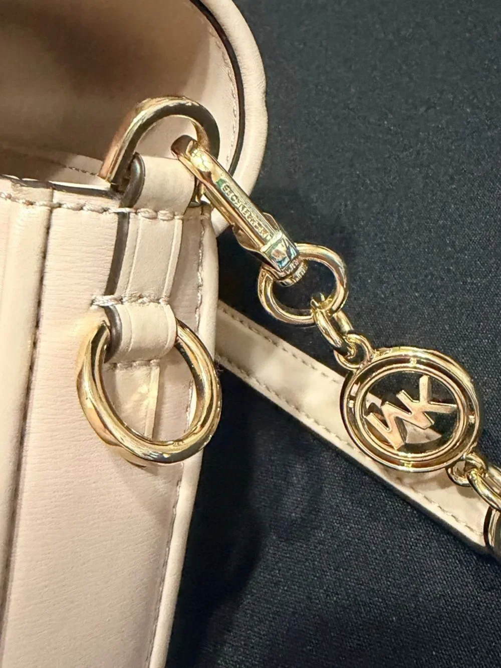 Michael Kors Cream Shoulder Bag with Gold Pyramid Studs Great Condition 11 by 7